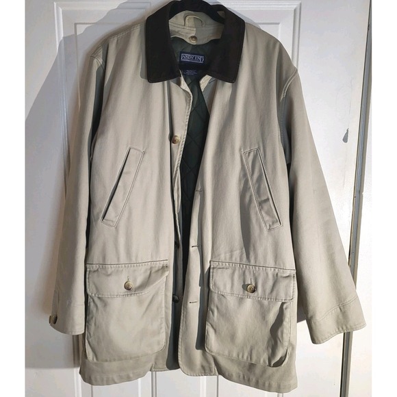Lands' End Other - Land's End‎ Men's M Barn Chore Coat Tan Faux Suede Collar Quilted Liner